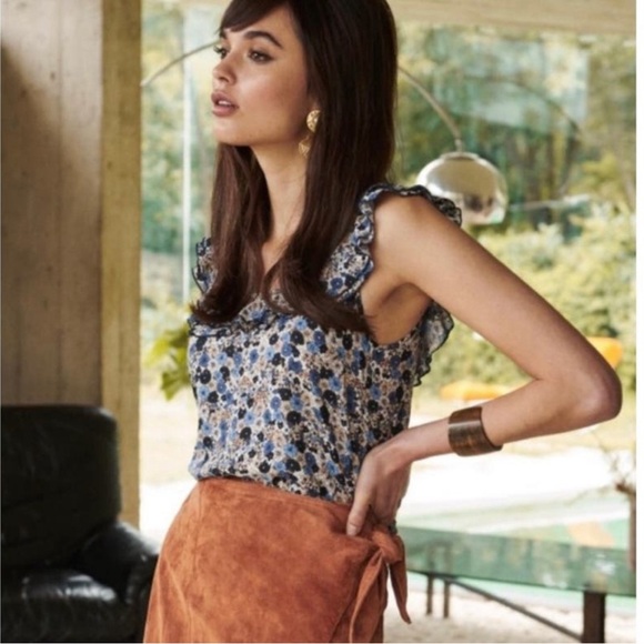 Sézane Donia Top - Blue Miniature Flowers (EUC, FR 34 / US 2) - Picture 7 of 10